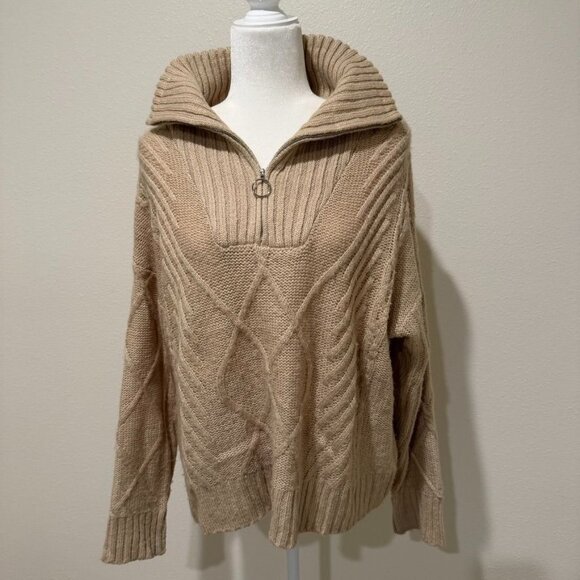 SNDYS x REVOLVE Jax Knit Oversized Quarter Zip Sweater Size Small - Picture 3 of 6